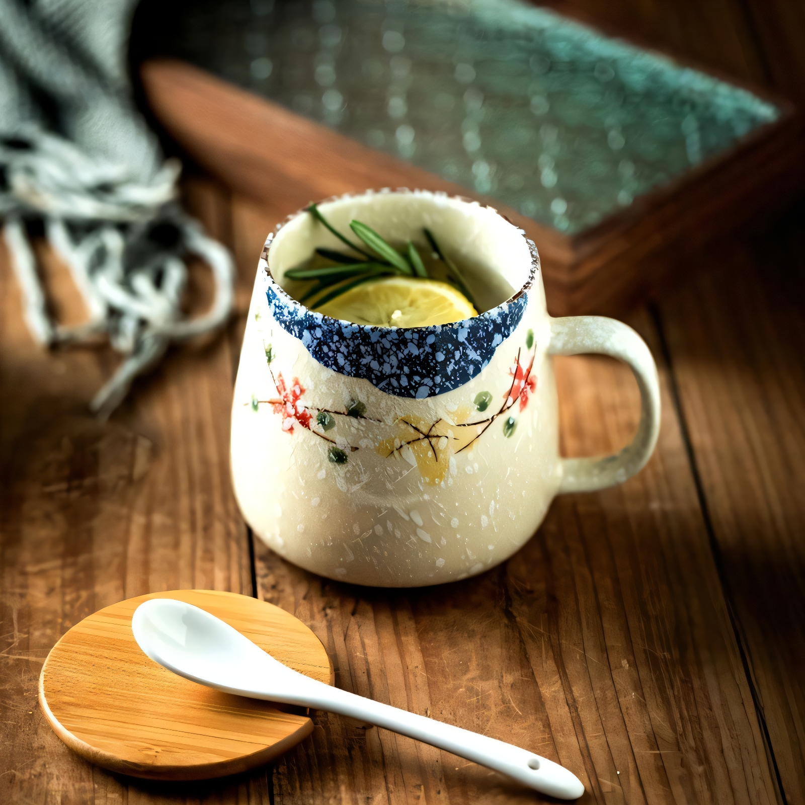 精致带把手马克陶瓷杯子水杯带盖