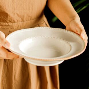 碗2025热卖 草帽碗高级感ins风盘子意面盘陶瓷餐盘沙拉碗纯色餐具