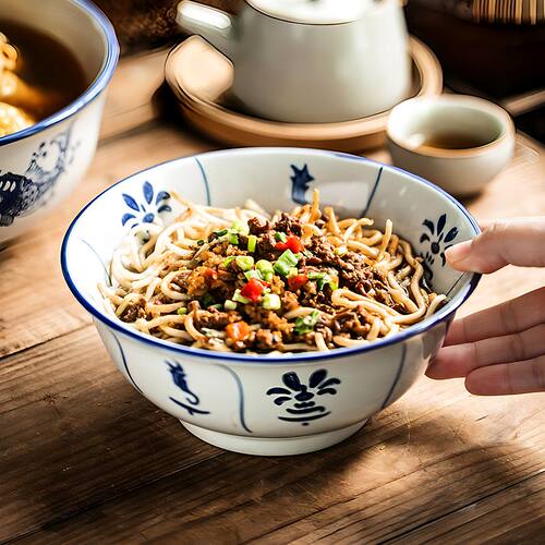 老式青花碗嗦粉碗漂亮汤面碗饭碗