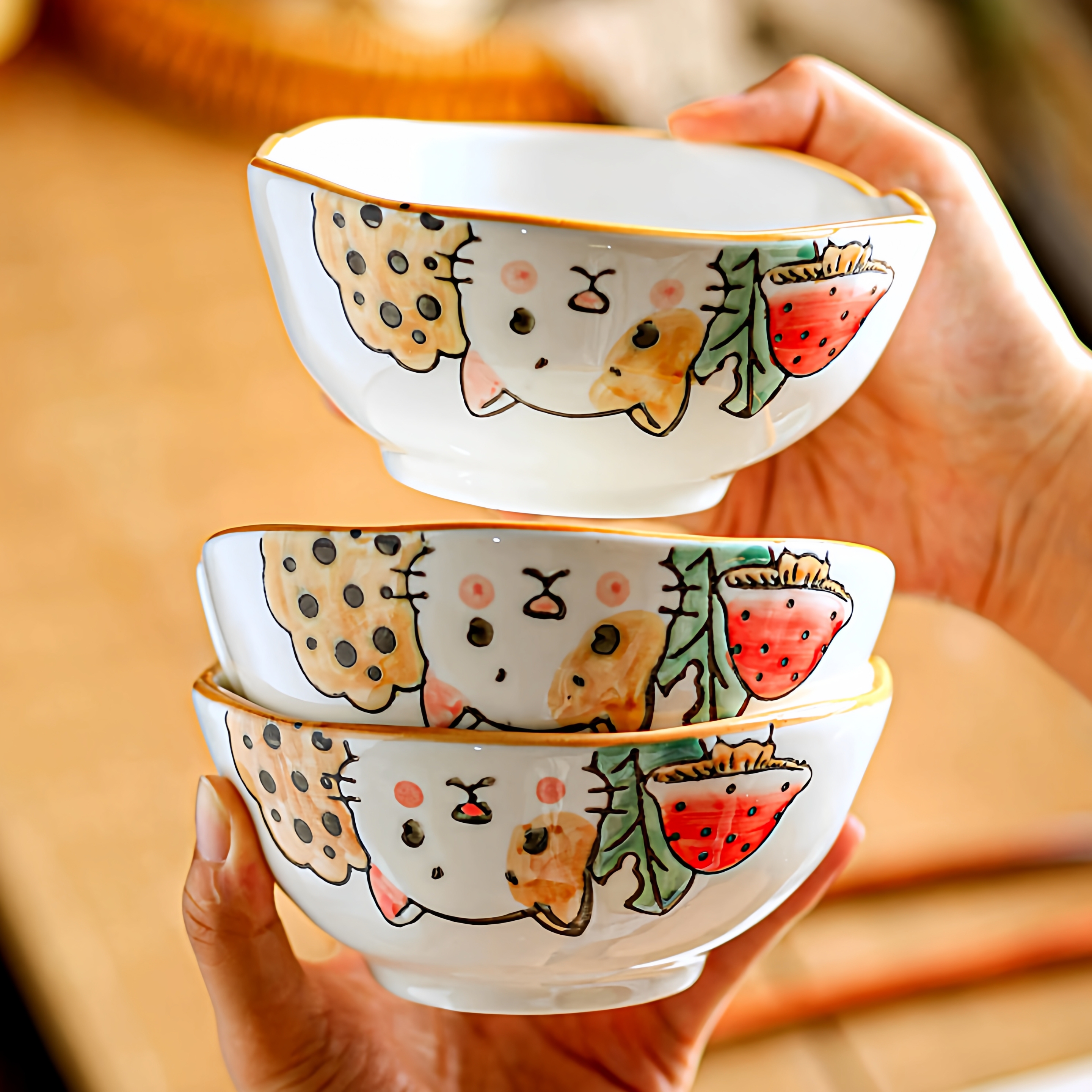 儿童吃饭专用碗可爱家用陶瓷饭碗