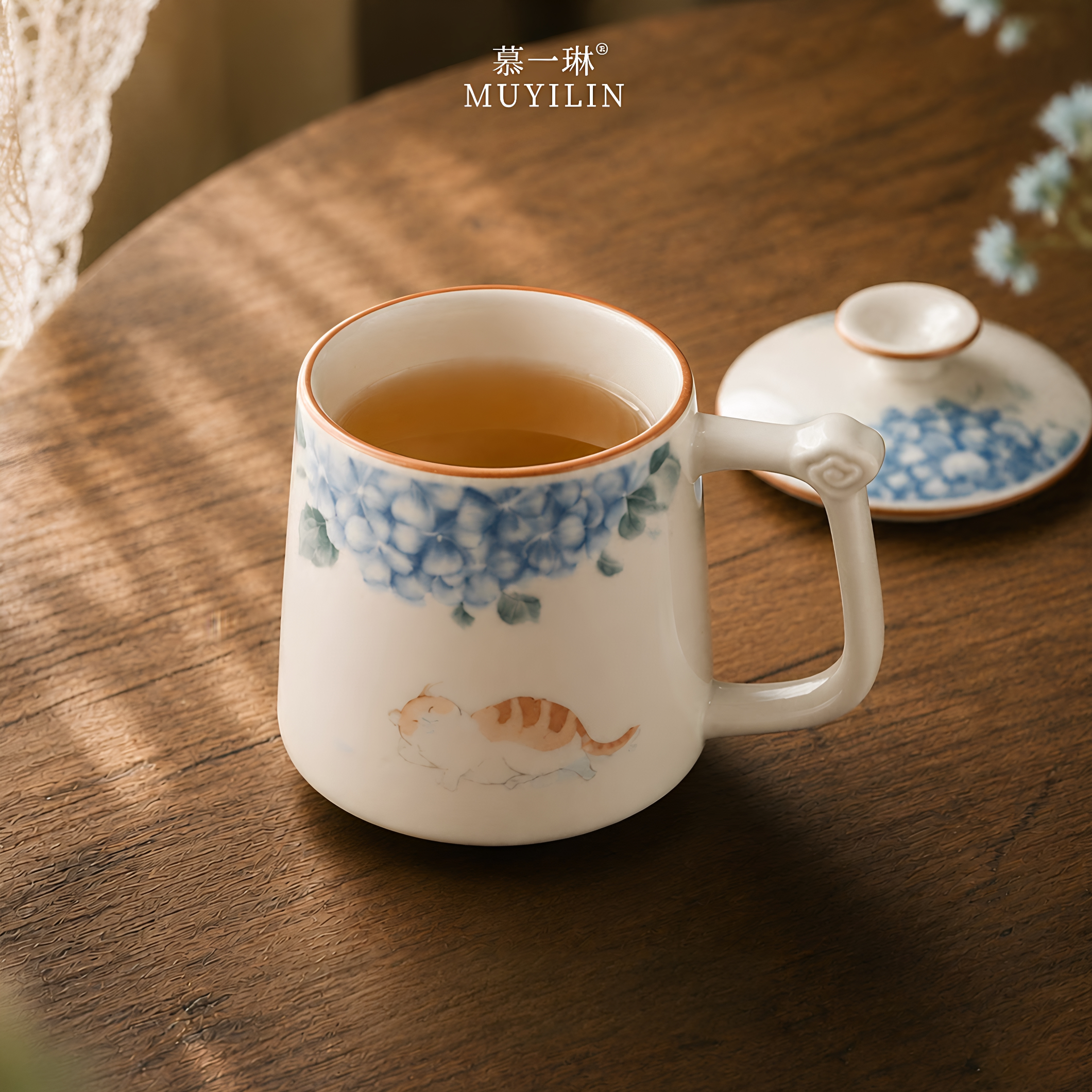 女士高颜值马克杯水杯办公室手绘杯过滤杯茶水分离杯品茗杯花茶杯