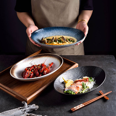 潮州餐具碗盘陶瓷汤盘菜盘大容量大码西餐盘鱼盘北方饺子盘包子盘