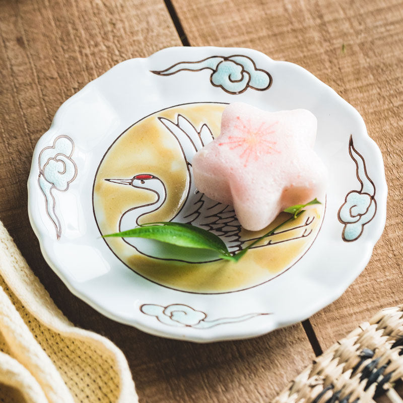 日式浅盘子平盘茶点小吃零食陶瓷小盘子中式点心盘精致复古6英寸