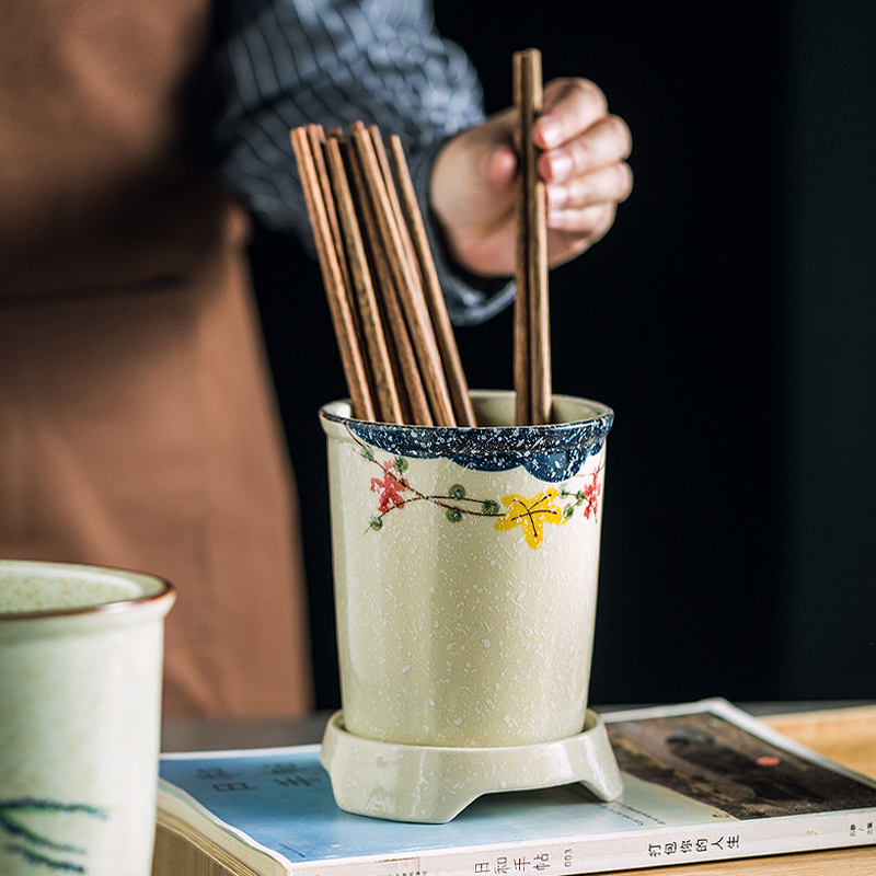 筷子收纳筒沥水陶瓷多功能置物架