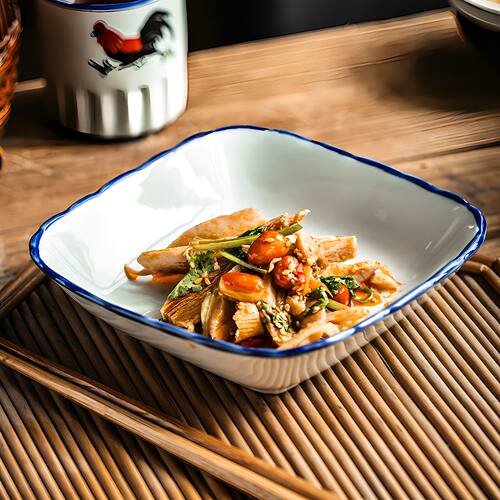 四方菜盘陶瓷凉菜盘小吃碟咸菜碟