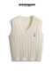 小熊刺绣V领麻花外搭针织马甲宽松背心女修身 上衣潮 叠穿毛衣无袖