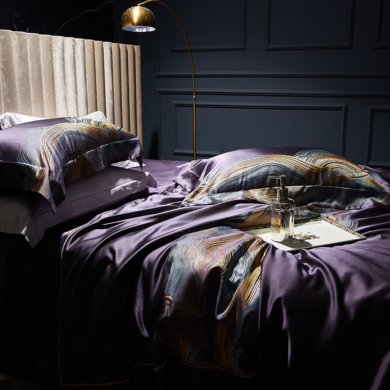 重磅双面真丝提花四件套100％桑蚕丝绸被套欧式高端别墅床上用品,床上用品,床品套件/四件套/多件套,淘宝优惠券,粉丝福利购,淘宝优惠卷