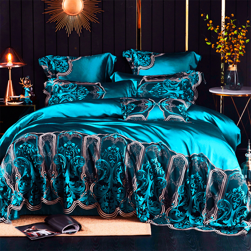 欧式轻奢140S真丝棉蕾丝四件套