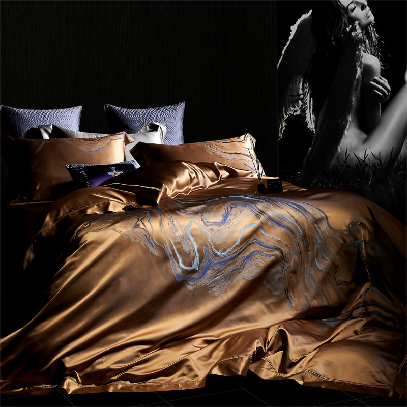 高端重磅真丝四件套100%桑蚕丝色织提花被套总统别墅丝绸床上用品,床上用品,床品套件/四件套/多件套,淘宝优惠券,粉丝福利购,淘宝优惠卷