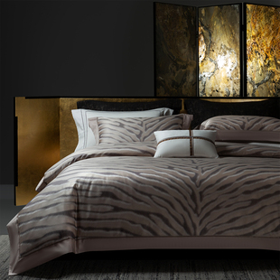 高端160支长绒棉四件套色织提花床单被套高级感轻奢别墅床上用品