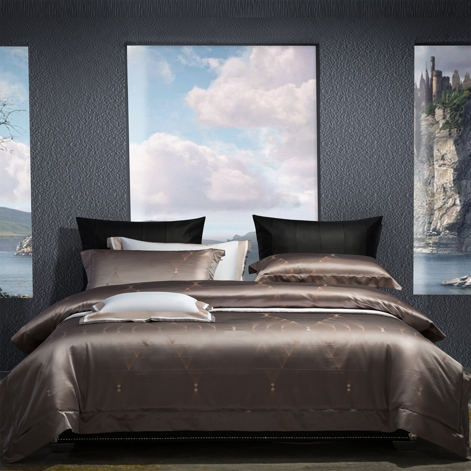 真丝四件套100%桑蚕丝色织提花