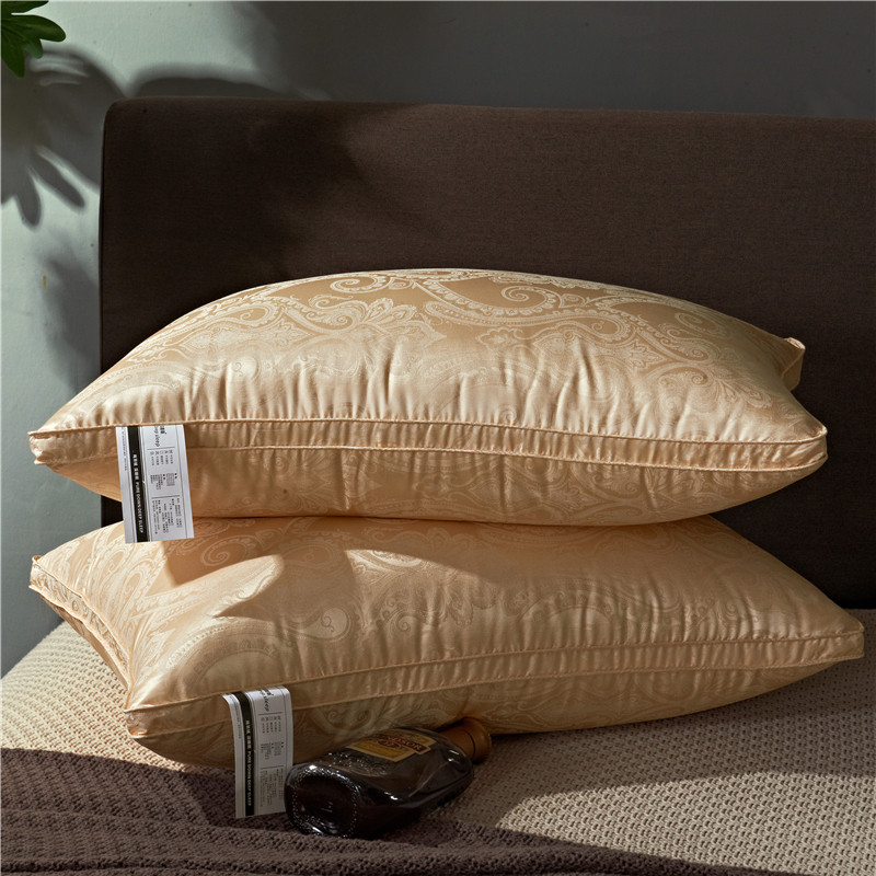 波兰进口95白鹅绒单人枕芯真丝提花枕头高端五星级酒店护颈羽绒枕