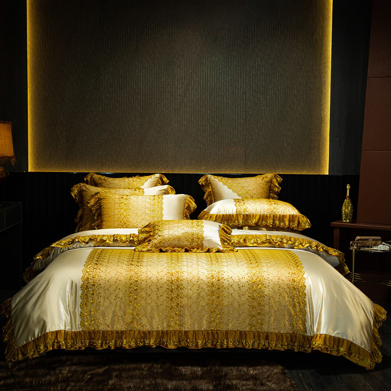 欧式高端140支长绒棉蕾丝四件套