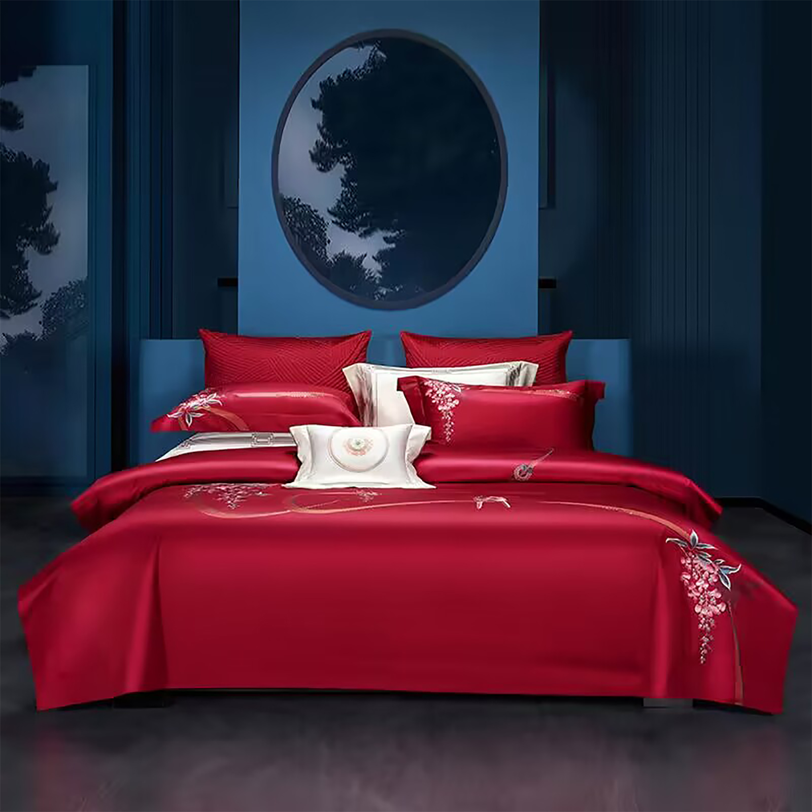 中式重磅刺绣全棉纯棉四件套