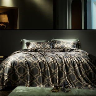 高端奢华重磅100%桑蚕丝床单四件套真丝被套床单丝绸床上用品