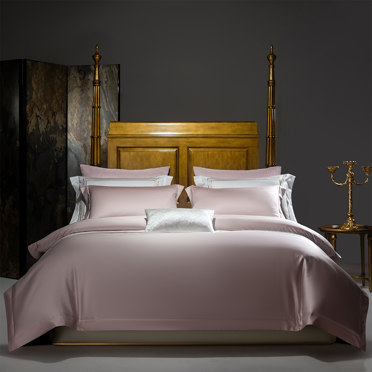 简约高档160支全棉烫钻四件套