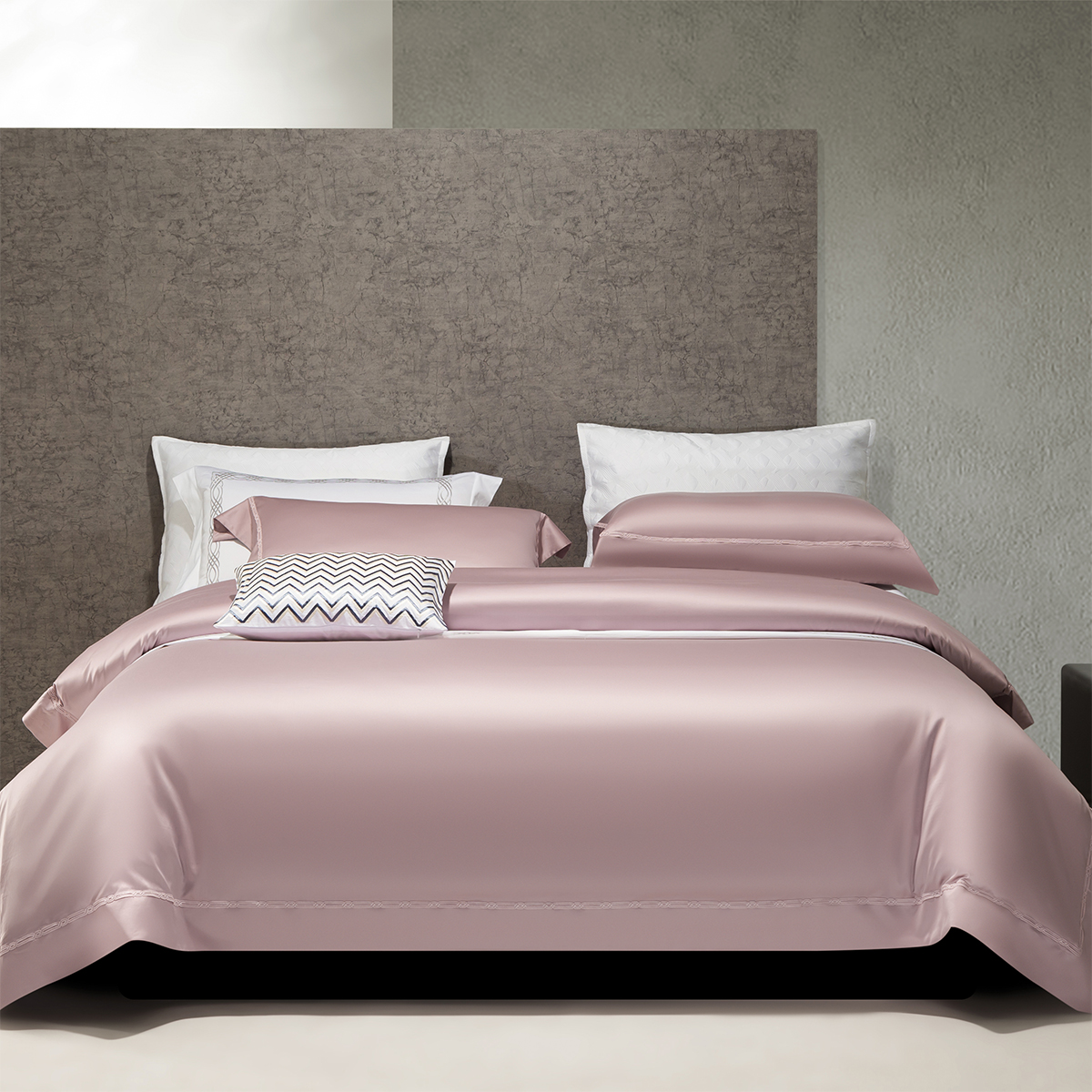 进口160支长绒棉简约纯色四件套