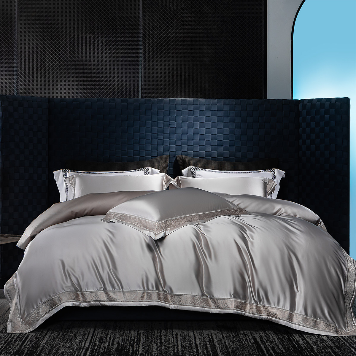 高端轻奢140支真丝棉长绒棉四件套超柔亲肤床单被套裸睡床上用品