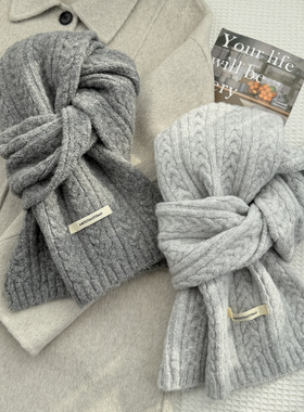 2025冬季围巾女秋冬季韩系情侣学生感保暖针织百搭纯色麻花围脖男