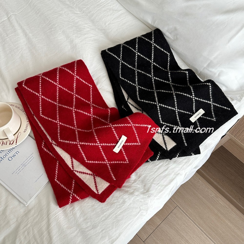 可写祝福语卡片100%羊毛针织围巾