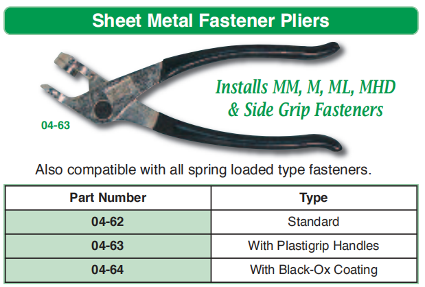USATCO 04-62 04-63 04-64 Sheet Metal Fastener Pliers定位销钳