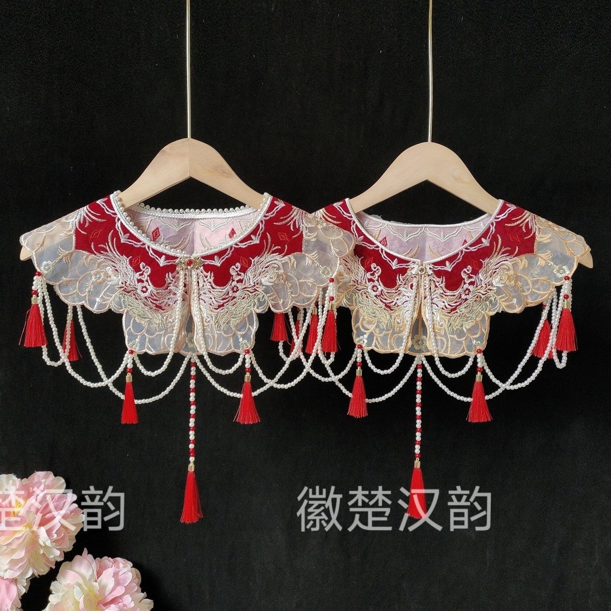 汉服云肩明制重工绣花手工白菜古风原创设计汉服拍照配饰