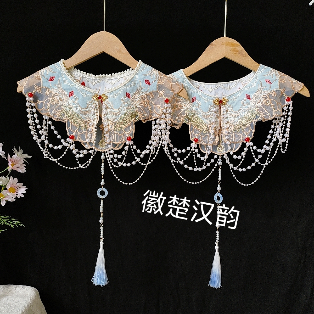 汉服云肩明制重工绣花手工白菜古风原创设计汉服拍照配饰