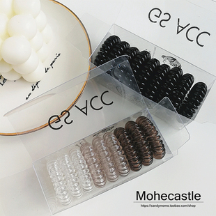 9只装~不伤发小号弹力电话线发圈绑马尾纯色发绳透明皮圈头绳皮筋