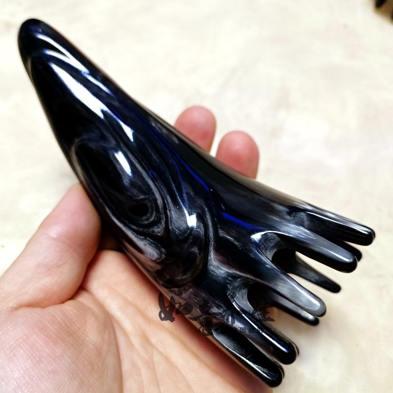 水牛角桶刮痧板通头梳子圆形按摩天然头部经络梳刮痧桶正品牛角筒