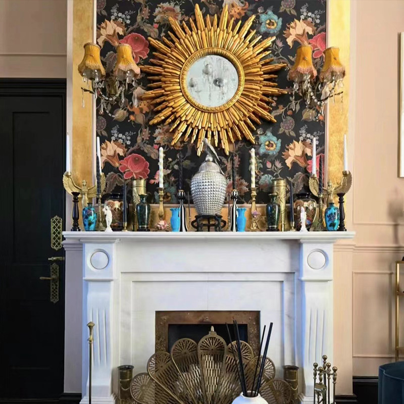 圆形装饰镜太阳装饰挂镜玄关壁炉镜客厅餐厅背景墙装饰镜89厘米