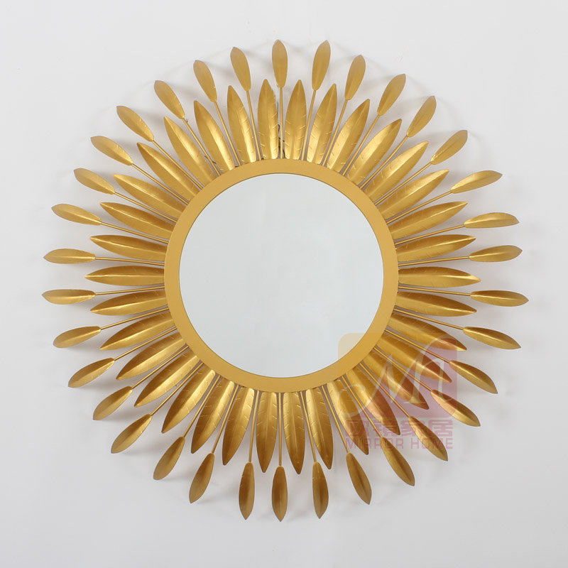 美式装饰镜子客厅餐厅金属壁挂镜走廊铁艺壁炉玄关镜太阳餐边镜