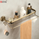 仿古浴室毛巾置物架多功能全铜卫生间化妆品架壁挂式 免打孔收纳架