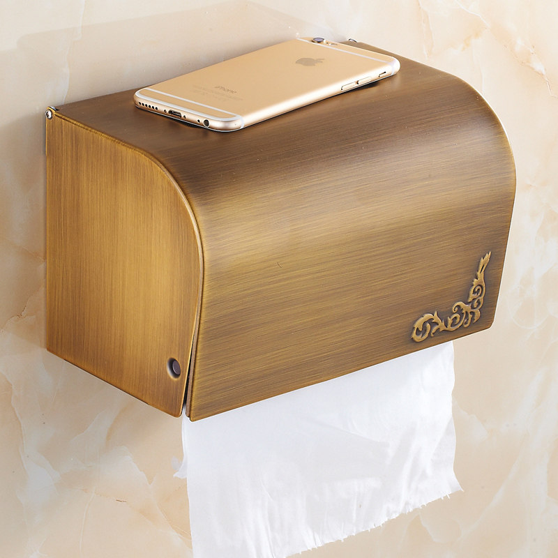 全铜仿古防水封闭浴室卷纸架