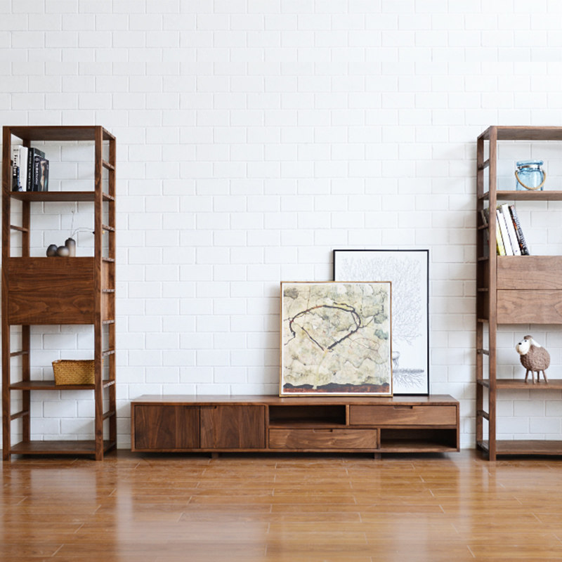 现代电视柜实木黑胡桃木客厅北欧电视柜小户型背景墙简约地柜良年|msdalam kategori perabot kediaman, kabinet, kabinet TV - dari Buy2taobao.com untuk memberikan perkhidmatan ejen Taobao profesional membeli