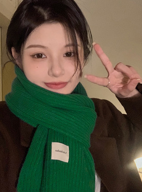 韩系ins百搭柔软毛线围巾女冬季2025新款学生加厚保暖针织小围脖