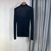 半高领亮闪闪太舒服穿搭羊绒亲肤小高领百搭黑色亮片内搭打底衫 女