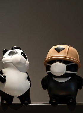 北欧风格熊猫摆件家居