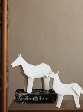 折纸白马摆件陶瓷工艺品