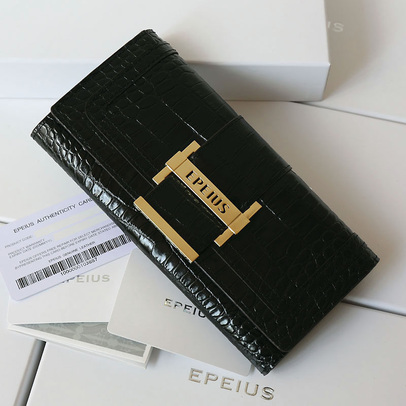 EPEIUS 钱包 女 爱普氏 维美 黑色 鳄鱼纹  头层皮 钱包 礼物 女