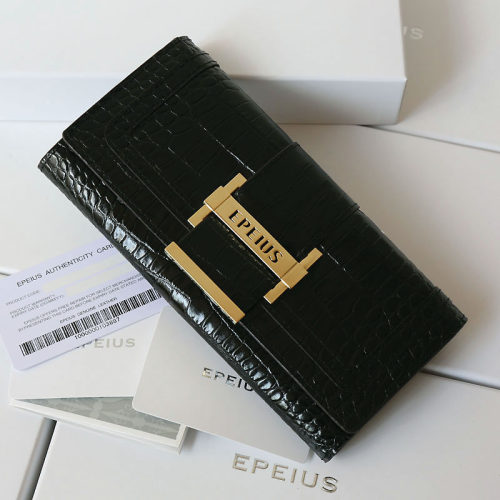 epeius爱普氏黑色鳄鱼纹钱包