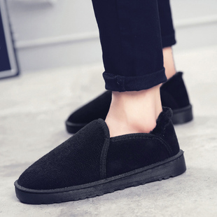 秋冬季一脚蹬懒人鞋棉鞋青年加绒男鞋小码35雪地靴36 37大码46 47