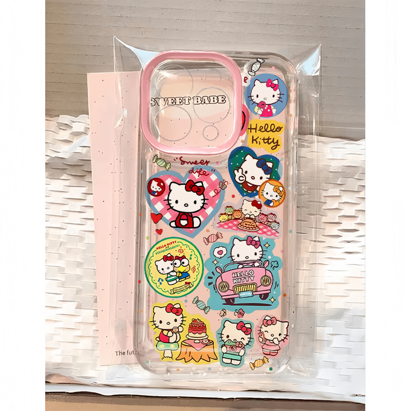 聚餐KT猫适用苹果13手机壳16Pro卡通vivox200透明红米note14防摔小米15一加华为mate70荣耀x60硅胶OPPO个性软