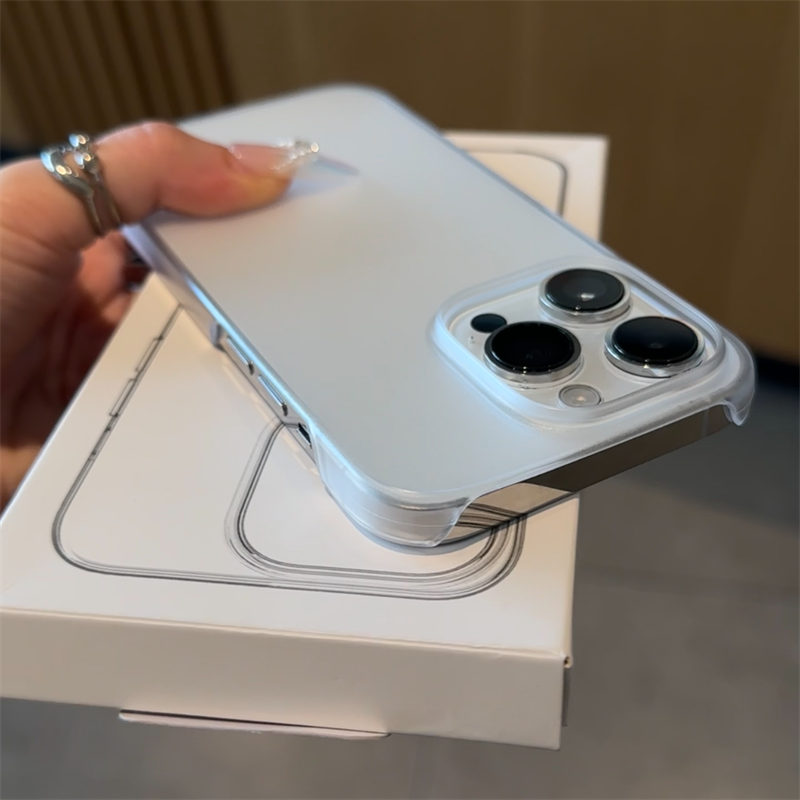 超薄无边框PC磨砂适用苹果15promax手机壳iphone16pro新款14半包硬壳13简约个性12保护套11透色防摔男女14pro