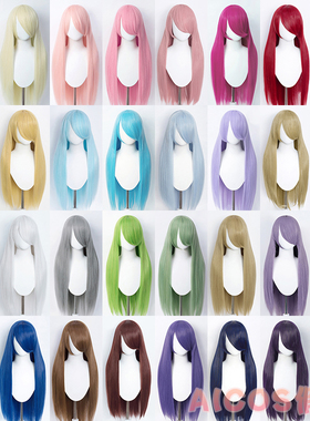 AICOS  80cm长直发cosplay假发万用女 黑长直古风 动漫COS假发