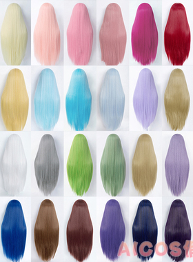 AICOS  80CM长直发cosplay万用女 黑长直动漫COS假发黑色金色红色