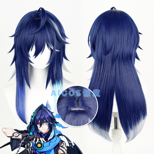 Aicos 原 欧洛伦 神 cos假发 头皮顶 造型款式 蓝色挑染