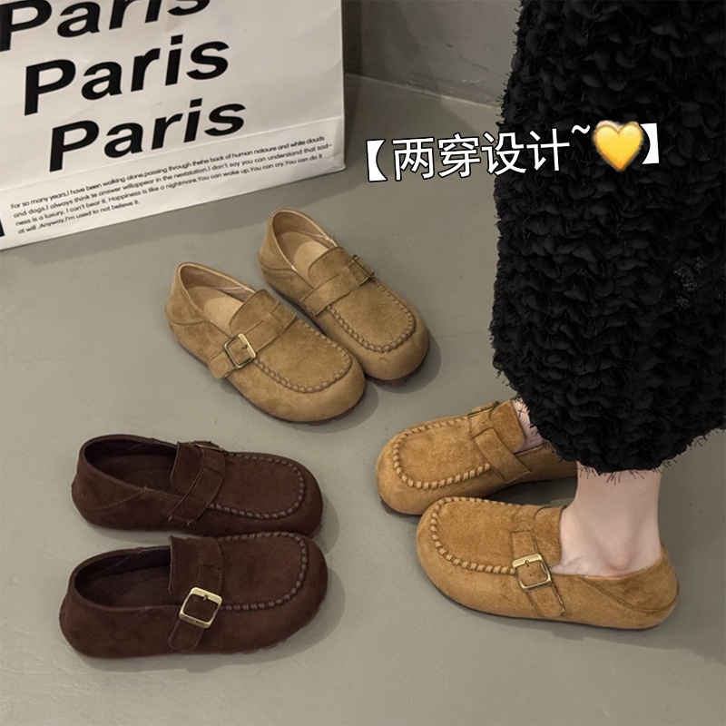 厚底勃肯鞋女2025新款秋季一脚蹬乐福鞋复古百搭休闲鞋豆豆鞋单鞋