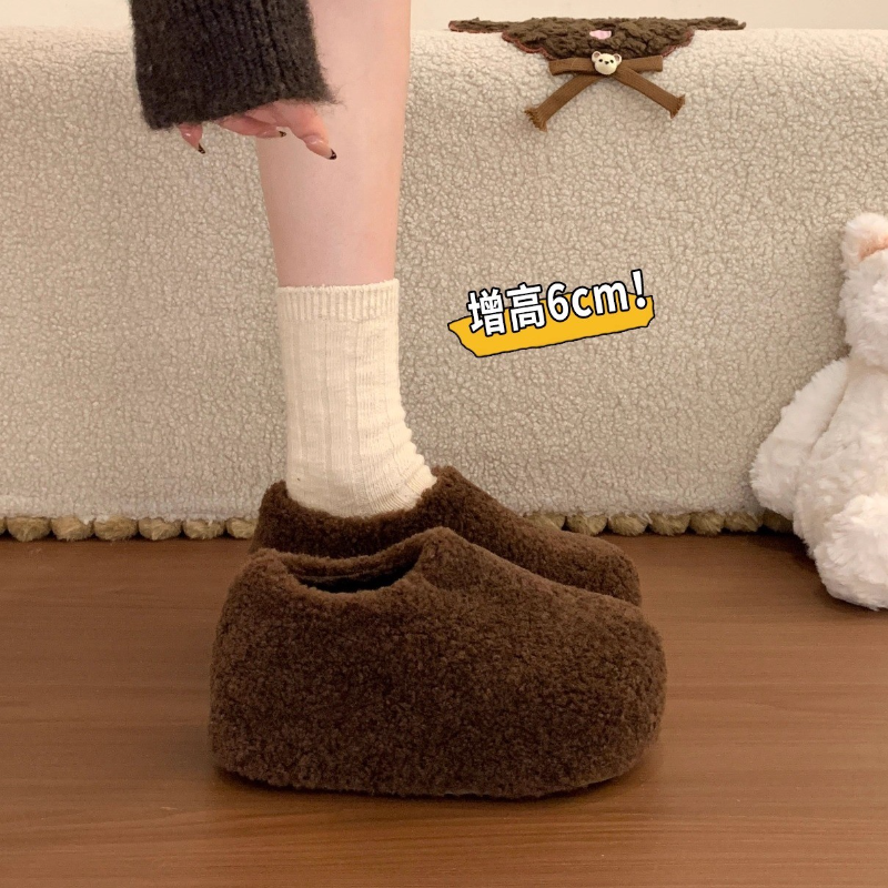 厚底内增高勃肯毛毛鞋女2025新款冬季外穿加绒保暖面包雪地靴棉鞋,女鞋,棉鞋,淘宝优惠券,粉丝福利购,淘宝优惠卷