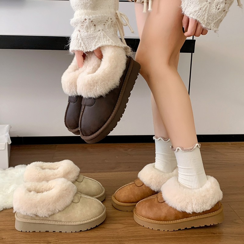 厚底雪地靴女款2025冬季新款加绒加厚棉鞋皮毛一体防滑毛毛面包鞋