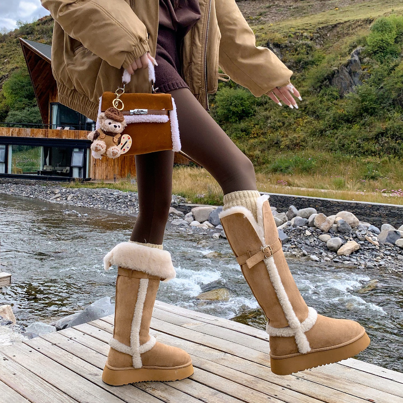 厚底灰色雪地靴女2025冬季新款中长筒毛毛加绒保暖高筒靴棉鞋棉靴,女鞋,时尚雪地靴,淘宝优惠券,粉丝福利购,淘宝优惠卷